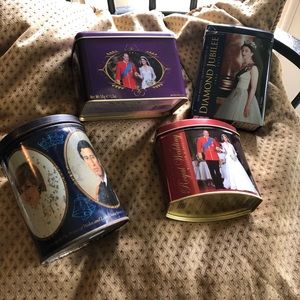 Princess Diana plate Queen tea tins